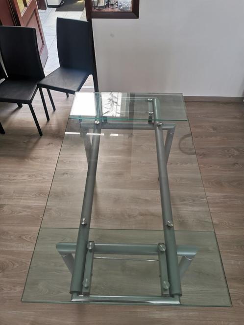 Eettafel - glas, Huis en Inrichting, Tafels | Eettafels, Gebruikt, 50 tot 100 cm, 100 tot 150 cm, Rechthoekig, Glas, Ophalen