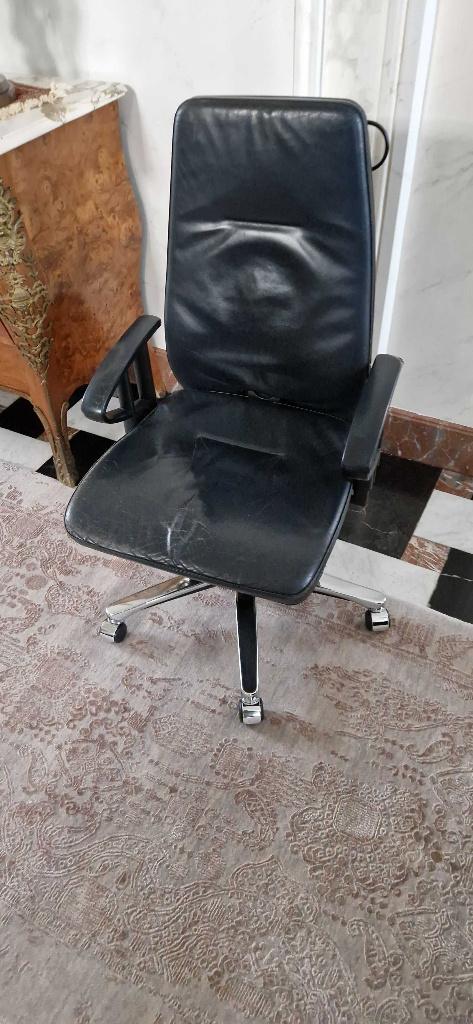 Sedus bureaustoel 1980-1990 leder nachtblauw, Huis en Inrichting, Bureaustoelen, Gebruikt, Bureaustoel, Blauw, Ophalen