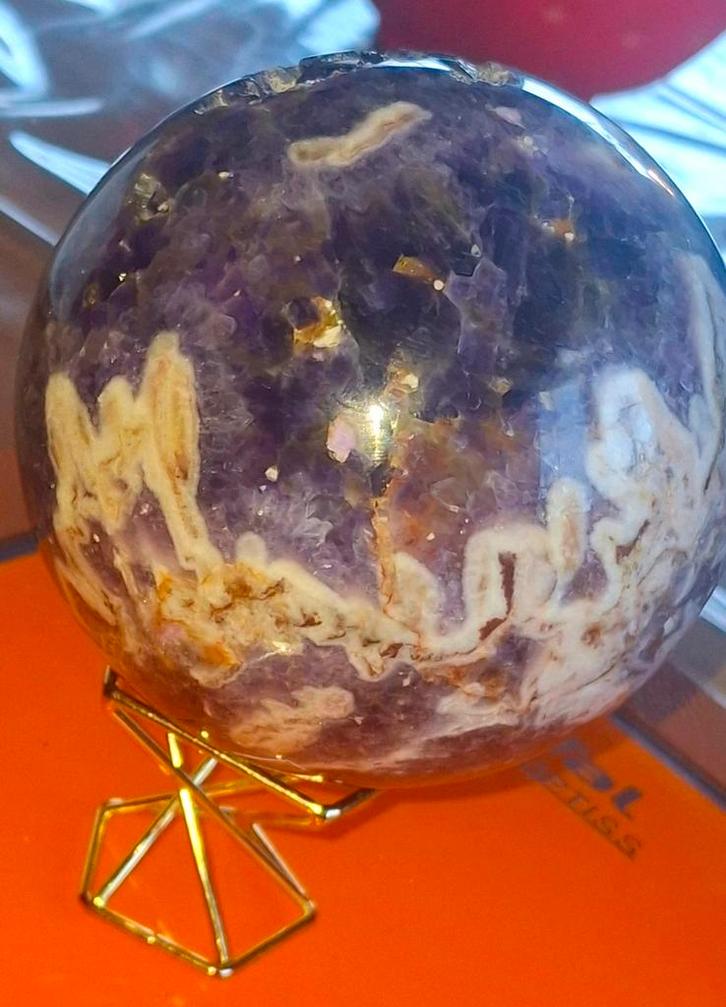 Diep Paarse Amethist Bol met Druzy – 1.263 g – Perfecte Staa, Collections, Minéraux & Fossiles, Enlèvement ou Envoi