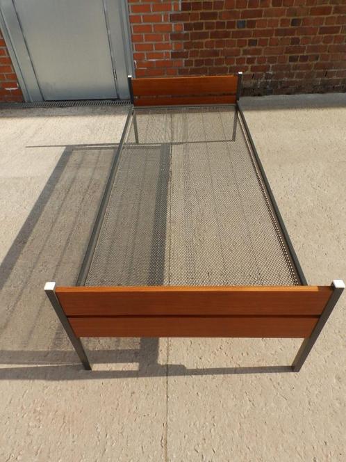 Vintage teakbed met boxspring 190 x 80 cm, Huis en Inrichting, Slaapkamer | Bedden, Gebruikt, Eenpersoons, 80 cm, 190 cm of minder