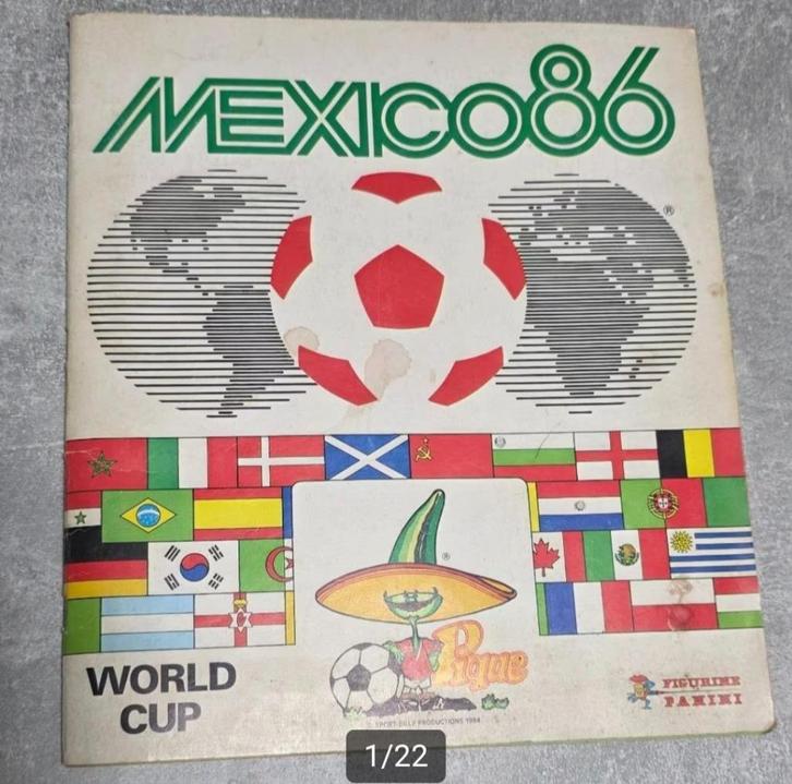 Panini+Mexico 86+Platini+Maradona+Album Panini+WC 86, Verzamelen, Sportartikelen en Voetbal, Gebruikt, Poster, Plaatje of Sticker