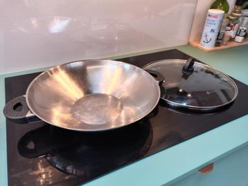 Grande poêle à wok en inox, Enlèvement, Utilisé, Inox, Wok