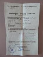 Bel. Binnenvaart Verklaring WO2 Klint Od. Controle Duitsers, Verzenden, Overige soorten, Overige typen