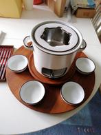 Fondue met brandertje en houten draaischijf, Ophalen, Gebruikt