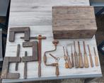 Antiek gereedschap assortiment + antieke gereedschapskist, Antiek en Kunst, Ophalen