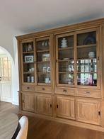 Massief eiken vitrinekast, Huis en Inrichting, Ophalen, Gebruikt, Eikenhout, 200 cm of meer