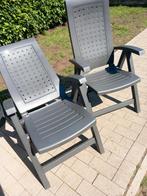 2Grijze verstelbare tuinstoelen, Tuin en Terras, Ophalen, Zo goed als nieuw
