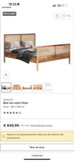 Rotan bed, Maison & Meubles, Chambre à coucher | Lits, 140 cm, Enlèvement, Utilisé, 200 cm