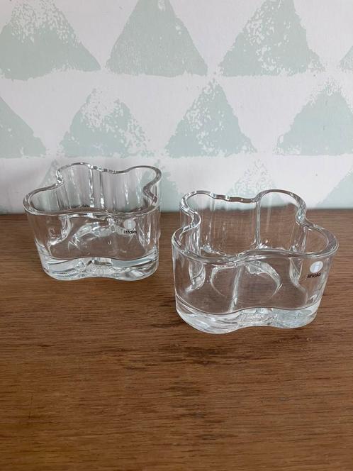 Iittala Aalto - twee theelichthouders, Antiek en Kunst, Antiek | Glaswerk en Kristal, Ophalen of Verzenden