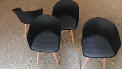 4 stoelen, Huis en Inrichting, Stoelen, Gebruikt, Eén, Hout, Stof, Zwart, Ophalen