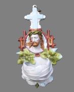 Wijwatervat porselein " opliggende Christus " 20cm, Antiek en Kunst, Antiek | Religieuze voorwerpen, Ophalen of Verzenden