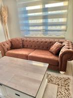 Bruine zetel sofa driepersoons cognac, Huis en Inrichting, Gebruikt, Stof, Ophalen of Verzenden