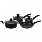 Herzberg HG-04654BLK: 7-delige marmeren gietijzeren kookset, Ophalen of Verzenden, Nieuw, Aluminium