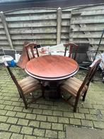 Eikenhouten tafel met 4 stoelen in massieve eik, Huis en Inrichting, Ophalen of Verzenden, Zo goed als nieuw