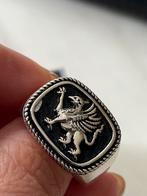 Heren zilveren ring 925, Bijoux, Sacs & Beauté, Bagues, Comme neuf, Noir, Argent, Enlèvement ou Envoi