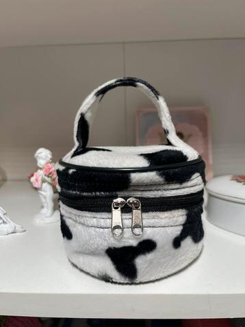Koe print klein opbergtasje, Handtassen en Accessoires, Ophalen of Verzenden, Zo goed als nieuw, Zwart, Softcase