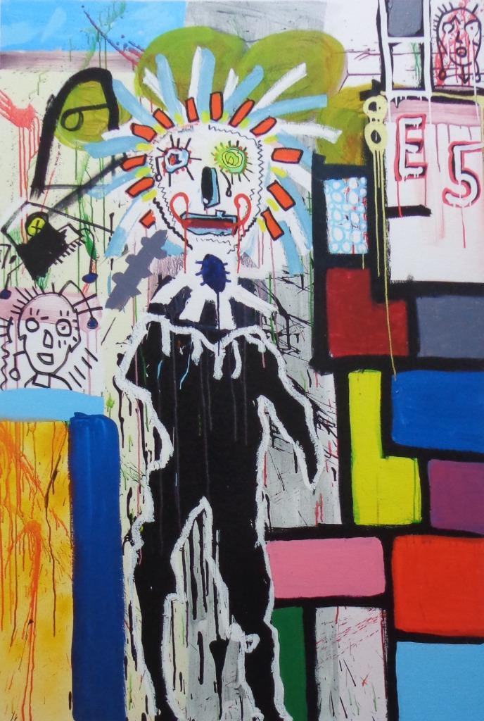 PAUL INDREK KOSTABI / FIGURATIE / KLEURGICLEE / 61x45cm SIG, Antiek en Kunst, Kunst | Litho's en Zeefdrukken, Ophalen of Verzenden