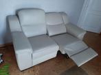Lederen 2-zit zetel, crème wit, 1 kant relax, Huis en Inrichting, Ophalen, 150 tot 200 cm, Tweepersoons, Zo goed als nieuw