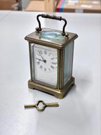 Antiek Antieke klok - Victorian Clock 1880 Brass Carriage, Antiek en Kunst, Ophalen of Verzenden