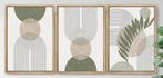 Set van 3 Minimalistische Ingelijste Kunstwerken – Modern, Ophalen of Verzenden