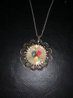 Pendentif avec chaîne 45 cm diamètre 4 cm 3 fleurs séchées, Ophalen, Zo goed als nieuw, Overige materialen, Bloem of Plant