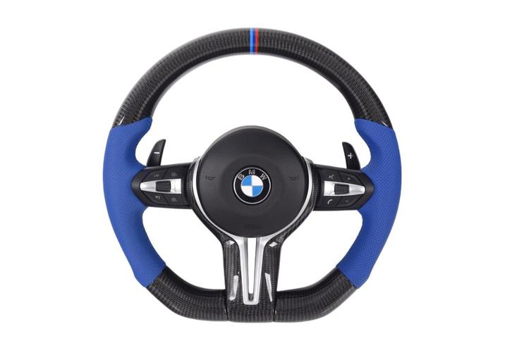BMW M Sportstuur carbon & blauw leder F-serie, Auto-onderdelen, Besturing, BMW, Nieuw, Verzenden