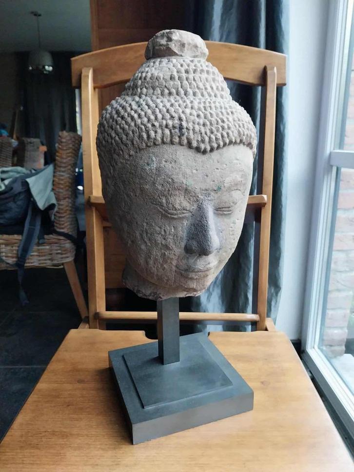 Boeddhahoofd Thaise ambachten 20e eeuw, Antiek en Kunst, Kunst | Beelden en Houtsnijwerken, Ophalen