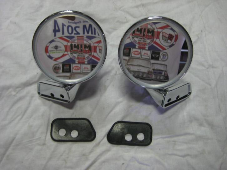 set chrome Bullet spiegels, late type fitment Mini, Auto-onderdelen, Spiegels, Mini, Oldtimer onderdelen, Rover, Universele onderdelen
