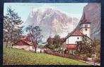 Grindelwald Kirche (1057 m) mit Wetterhorn n 3396 Edition P, Collections, Non affranchie, Europe autre, Enlèvement ou Envoi, Avant 1920
