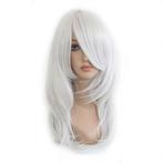 Pruik halflang steil haar in laagjes zilverwit, Verzenden, Nieuw