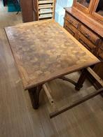 Antieke eiken tafel met marqueterie blad en 4 stoelen, Antiek en Kunst, Ophalen