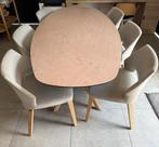 Deftige eikenhouten tafel + 6 stoelen, Ophalen, Gebruikt, Ovaal, Eikenhout
