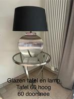 Glazen bijzet tafel met grote lamp, Ophalen