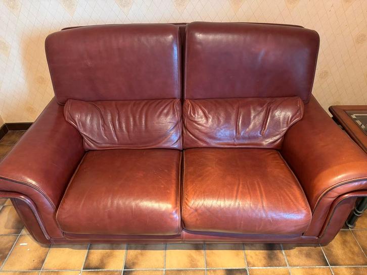 Robuuste lederen zetels, Maison & Meubles, Canapés | Salons, Utilisé, Banc droit, 200 à 250 cm, 150 cm ou plus, Cuir, Enlèvement