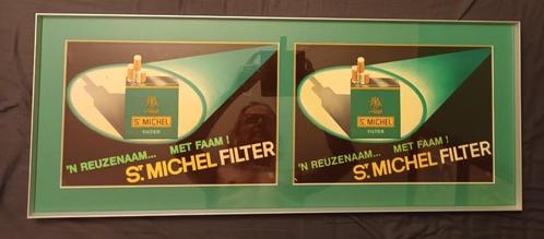 Vintage sigaretten reclame St-Michel - kader - OPRUIMING!, Verzamelen, Merken en Reclamevoorwerpen, Zo goed als nieuw, Reclamebord