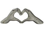Beeld zilver keramiek:  Hart  Handen - aanbieding!