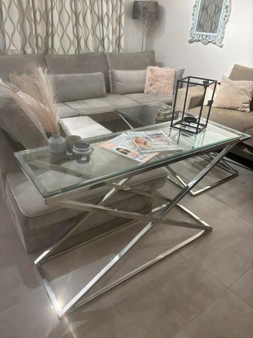 * LUXE Eric K stijl sidetable *, Huis en Inrichting, Tafels | Sidetables, Zo goed als nieuw, Glas, Ophalen
