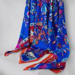Zijde scarf sjaal vierkant Gedessineerd Blauw met oranje ran, Kleding | Dames, Mutsen, Sjaals en Handschoenen, Nieuw, Maat 38/40 (M)
