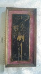 Vintage ancienne gravure metal jesus christ signé grave main, Enlèvement ou Envoi