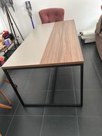 Moderne eettafel 8 personen–houtlook/grijs met metalen poten, Huis en Inrichting, Tafels | Eettafels, Ophalen, Zo goed als nieuw
