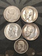 Munten zilver Rusland lotje roubles en half rouble 5 stuks !, Ophalen of Verzenden, Rusland, Setje, Zilver