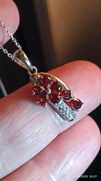 Prachtige sterling zilveren hanger met rhodoliet granaat, Nieuw, Ophalen of Verzenden, Rood, Zilver