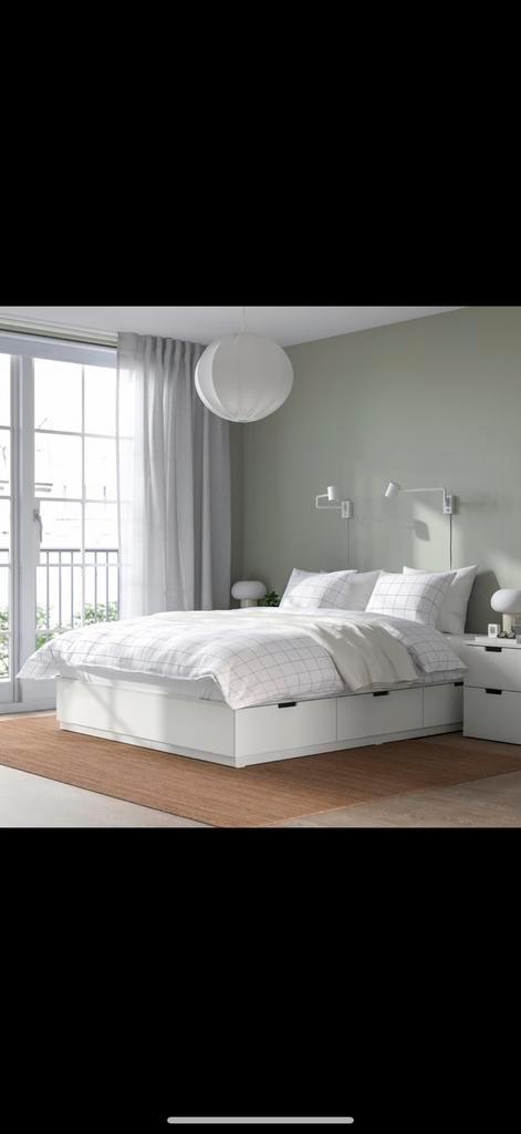 IKEA NORDLI bedframe met opberglades – wit – 180x200 cm, Huis en Inrichting, Slaapkamer | Bedden, Zo goed als nieuw, 200 cm, Wit