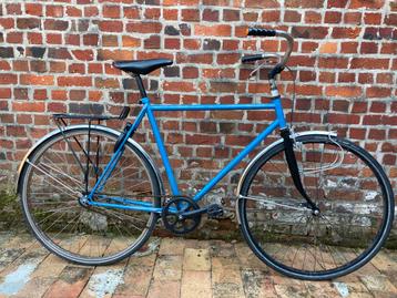Blauwe vintage stalen Simoen 28” fiets beschikbaar voor biedingen