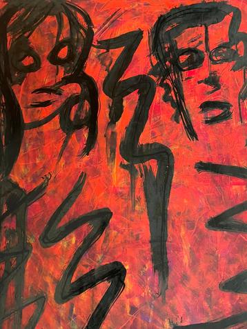 Schilderij Britt Houtkamp, acryl en inkt, 1998 beschikbaar voor biedingen