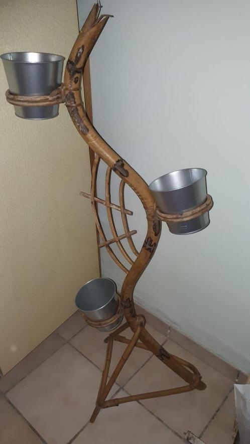 Vintage bamboe plantenslang, plantenhouder in rotan - slang, Antiek en Kunst, Curiosa en Brocante, Ophalen
