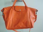 Longchamp Collection Le Pliage kalfsleer vintage schoudertas, Ophalen of Verzenden, Zo goed als nieuw, Oranje, Overige merken