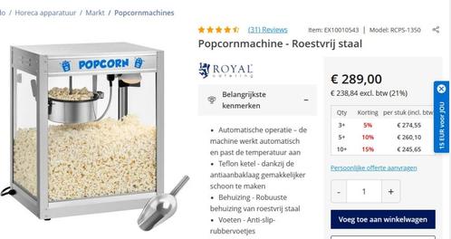 machine à popcorn, Zakelijke goederen, Horeca | Keukenapparatuur, Inox Meubilair, Gebruikt, Ophalen