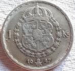 SUÈDE : 1 KRONA 1947 KM 814 2,8 g d'argent pur, Envoi, Autres pays, Monnaie en vrac, Argent
