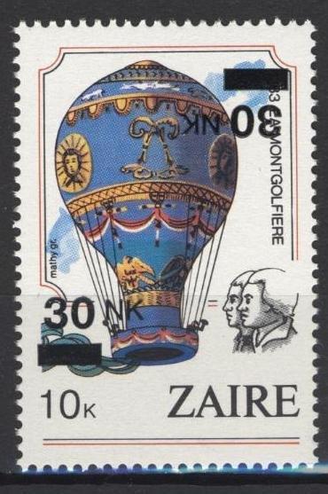 ZAIRE PRINTFOUT MONTGOLFIERE OBP 1457**, Postzegels en Munten, Postzegels | Afrika, Postfris, Verzenden